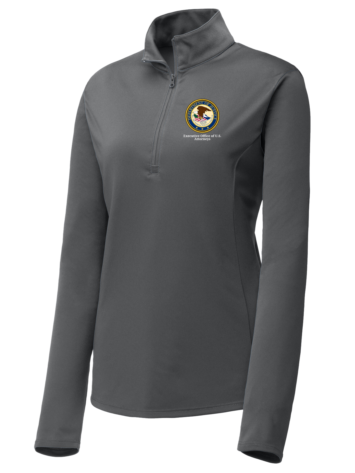 Executive Office of U.S. Attorneys (EOUSA) Women's Lightweight Dri Fit 1/4 Zip  Slate Gray government employee uniform shirt