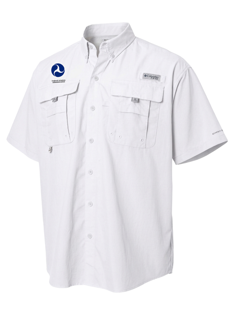 Federal Aviation Administration (FAA) Men's Columbia Bahama™ II Button Up Short Sleeve  White government employee uniform shirt