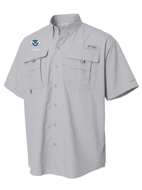 Federal Air Marshal Service (FAMS) Men's Columbia Bahama™ II Button Up Short Sleeve  Cool Grey government employee uniform shirt