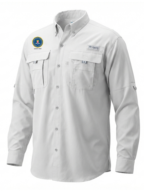 Federal Bureau of Investigation (FBI) Men's Columbia Bahama™ II Button Up Long-Sleeve  White government employee uniform shirt