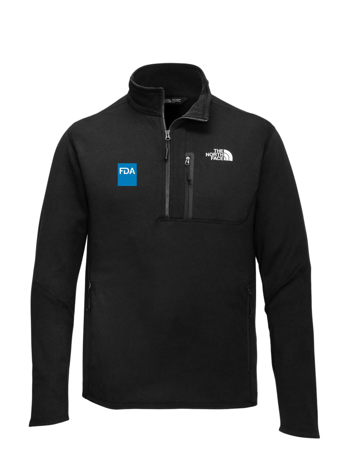 FDA Men's 1/2 Zip Fleece Blue Logo Front