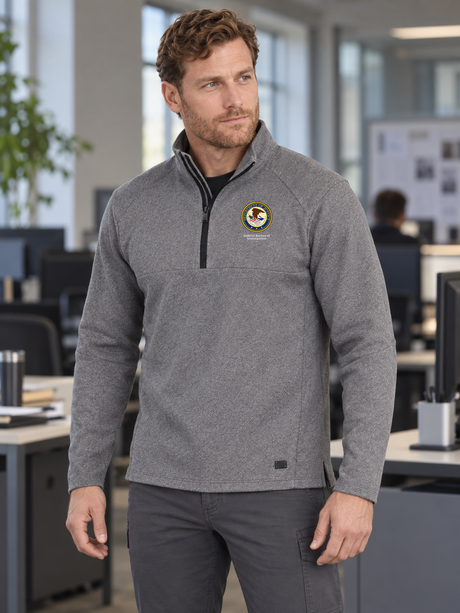 Light Gray quarter zip lifestyle photograph with product-specific source artwork.