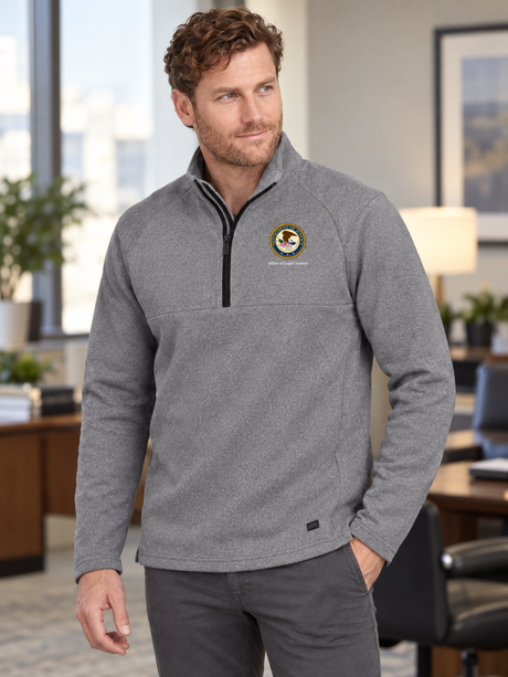 Light Gray quarter zip lifestyle photograph with product-specific source artwork.