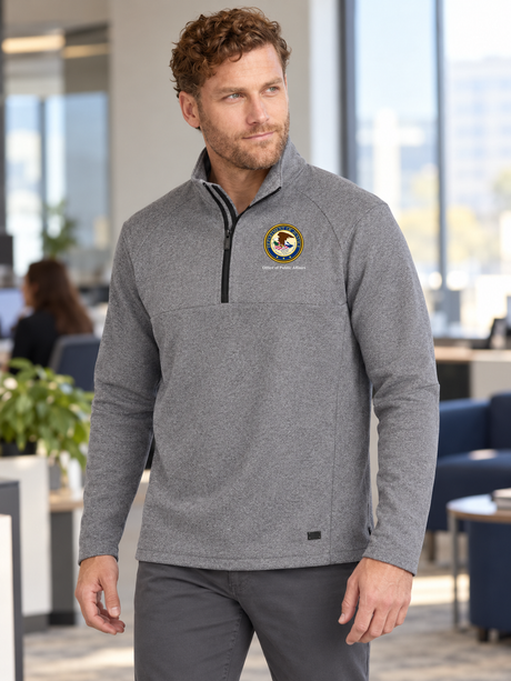 Light Gray quarter zip lifestyle photograph with product-specific source artwork.