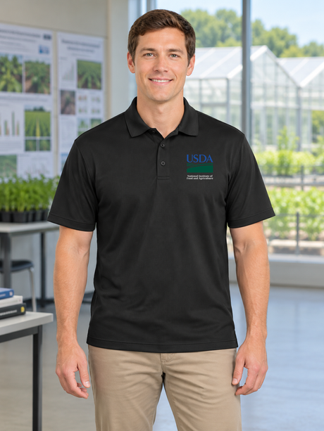 Lifestyle photograph of the existing product color and garment with product-specific source artwork.