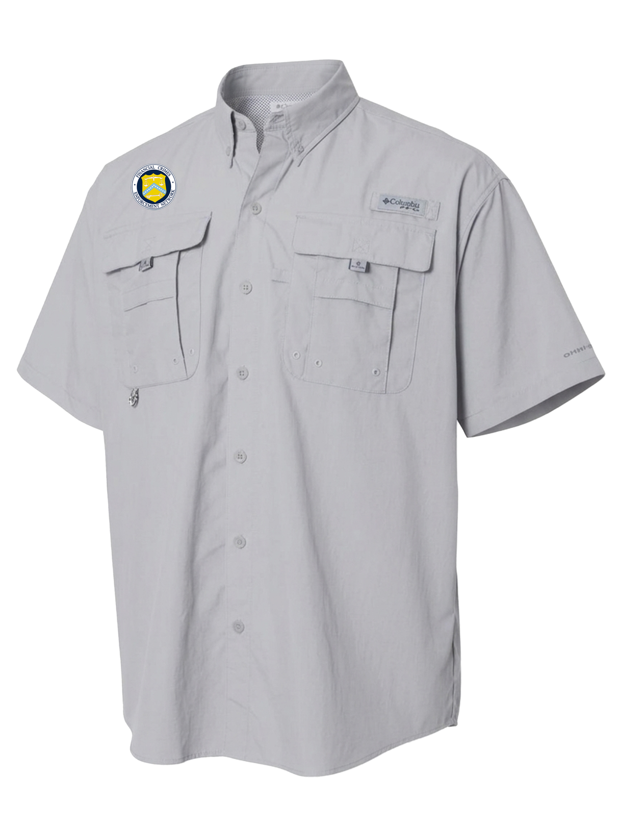 The Financial Crimes Enforcement Network (FINCEN) Men's Columbia Bahama™ II Button Up Short Sleeve  Cool Grey government employee uniform shirt