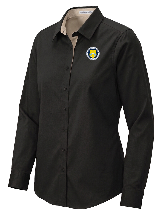 The Financial Crimes Enforcement Network (FINCEN) Women's Button Up  Black government employee uniform shirt