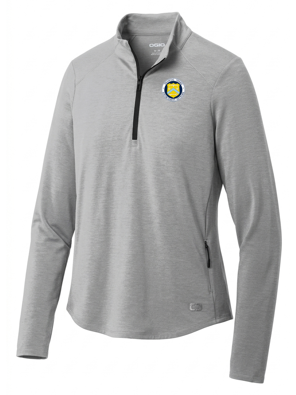 The Financial Crimes Enforcement Network (FINCEN) Women's Motion 1/4 Zip  Light Gray government employee uniform shirt
