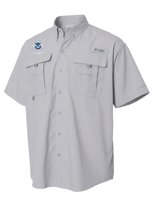 Federal Protective Service (FPS) Men's Columbia Bahama™ II Button Up Short Sleeve  Cool Grey government employee uniform shirt