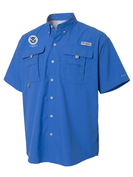 Federal Protective Service (FPS) Men's Columbia Bahama™ II Button Up Short Sleeve  Royal Blue government employee uniform shirt