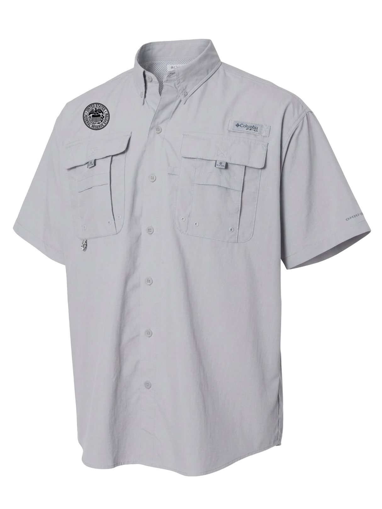 Federal Reserve System (FRS) Men's Columbia Bahama™ II Button Up Short Sleeve  Cool Grey government employee uniform shirt