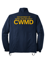 DHS Countering Weapons of Mass Destruction Office (CWMD) Men's Sport Tek Full-Zip Wind Jacket Navy Blue back government employee uniform shirt