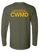 DHS Countering Weapons of Mass Destruction Office (CWMD) Unisex Softstyle Long Sleeve T-Shirt Drab Green back government employee uniform shirt