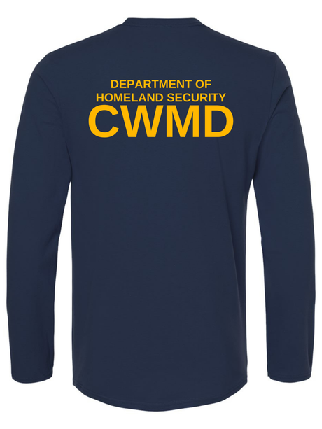 DHS Countering Weapons of Mass Destruction Office (CWMD) Unisex Softstyle Long Sleeve T-Shirt Navy Blue back government employee uniform shirt