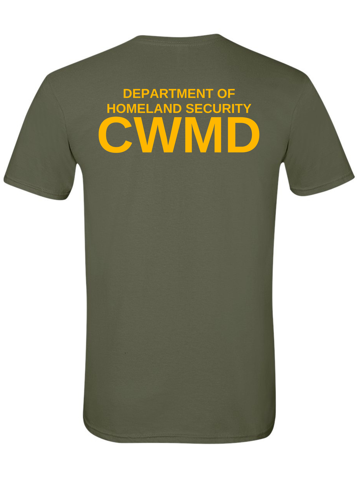 DHS Countering Weapons of Mass Destruction Office (CWMD) Unisex Softstyle T-Shirt Drab Green back government employee uniform shirt