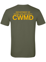DHS Countering Weapons of Mass Destruction Office (CWMD) Unisex Softstyle T-Shirt Drab Green back government employee uniform shirt