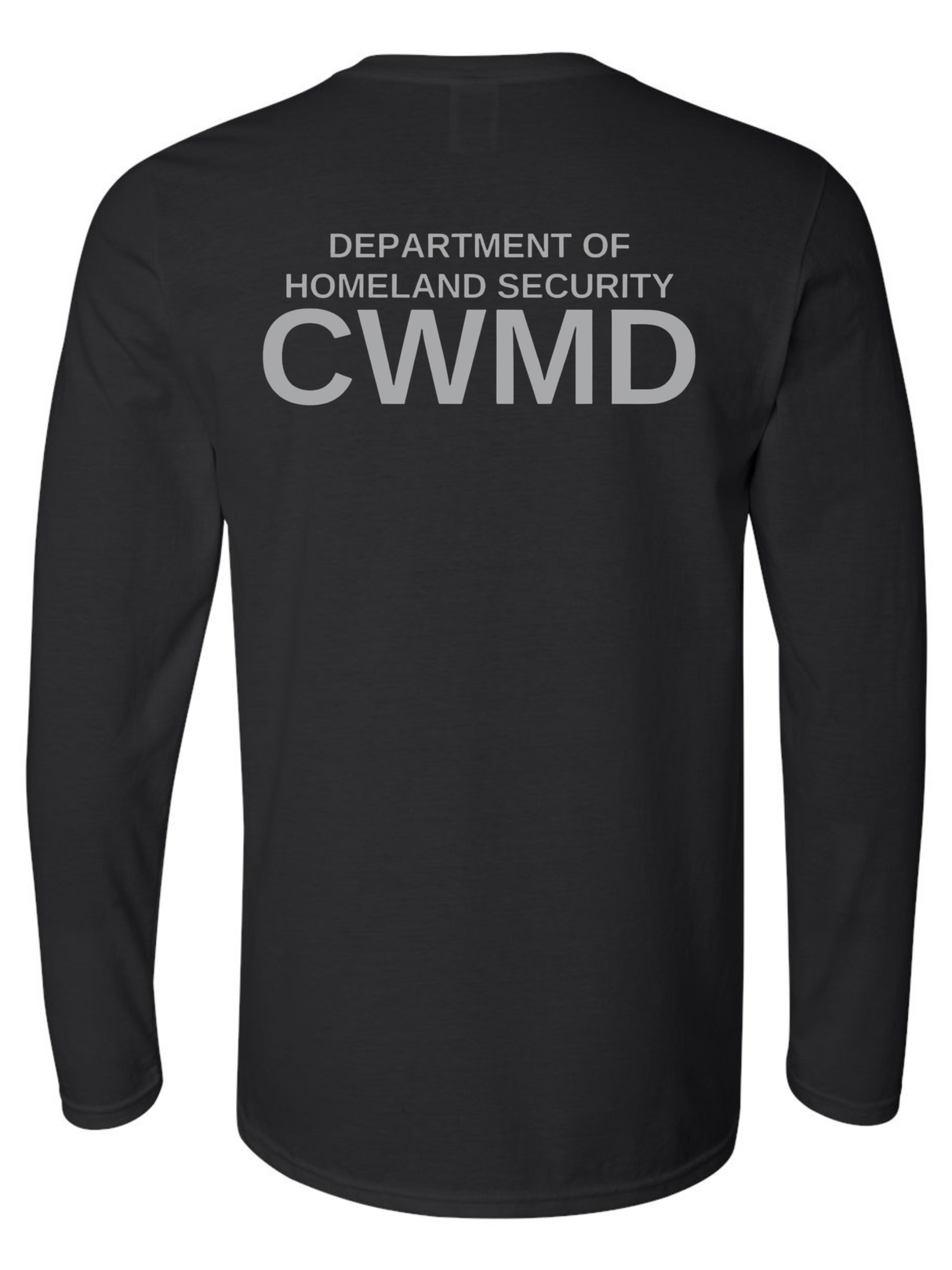 DHS Countering Weapons of Mass Destruction Office (CWMD) Unisex Softstyle Long Sleeve T-Shirt Black back government employee uniform shirt