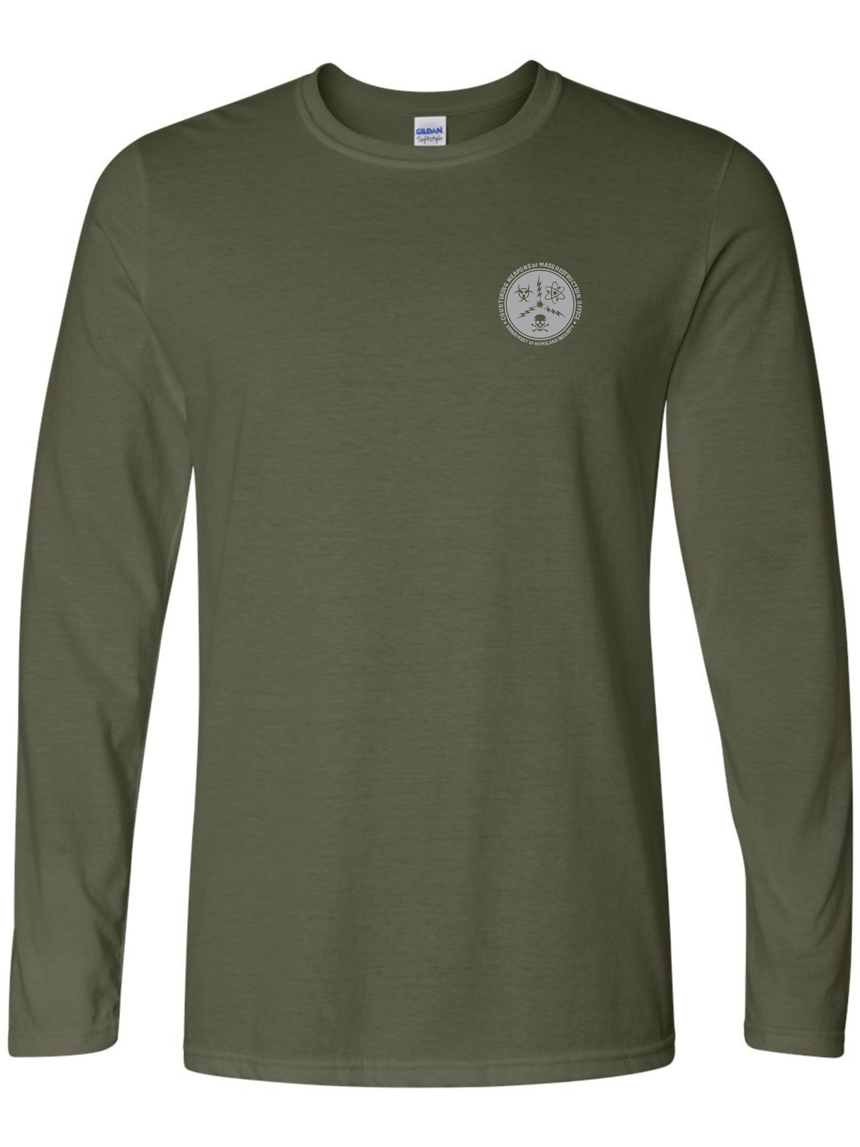Countering Weapons of Mass Destruction Office (CWMD) Unisex Softstyle Long Sleeve T-Shirt Drab Green government employee uniform shirt