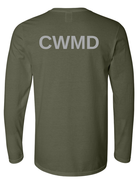 Countering Weapons of Mass Destruction Office (CWMD) Unisex Softstyle Long Sleeve T-Shirt Drab Green back government employee uniform shirt