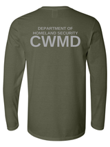 DHS Countering Weapons of Mass Destruction Office (CWMD) Unisex Softstyle Long Sleeve T-Shirt Drab Green back government employee uniform shirt