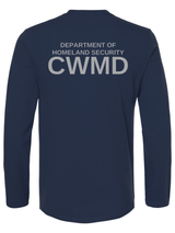 DHS Countering Weapons of Mass Destruction Office (CWMD) Unisex Softstyle Long Sleeve T-Shirt Navy Blue back government employee uniform shirt