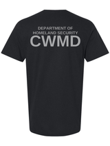 DHS Countering Weapons of Mass Destruction Office (CWMD) Unisex Softstyle T-Shirt Black back government employee uniform shirt