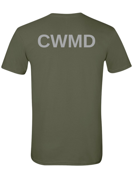 Countering Weapons of Mass Destruction Office (CWMD) Unisex Softstyle T-Shirt Drab Green back government employee uniform shirt