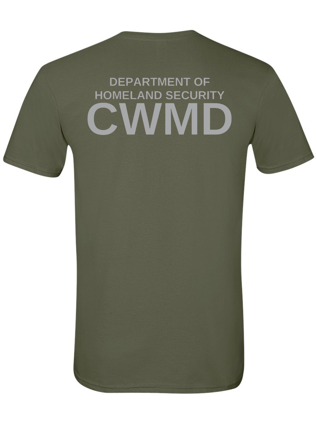 DHS Countering Weapons of Mass Destruction Office (CWMD) Unisex Softstyle T-Shirt Drab Green back government employee uniform shirt
