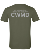 DHS Countering Weapons of Mass Destruction Office (CWMD) Unisex Softstyle T-Shirt Drab Green back government employee uniform shirt