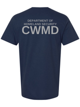 DHS Countering Weapons of Mass Destruction Office (CWMD) Unisex Softstyle T-Shirt Navy Blue back government employee uniform shirt