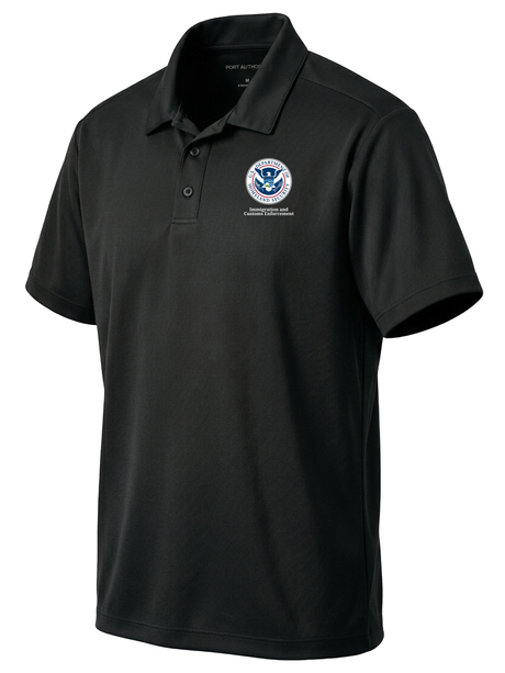 Immigration and Customs Enforcement (ICE) Men's Dri Fit Polo  Black government employee uniform shirt