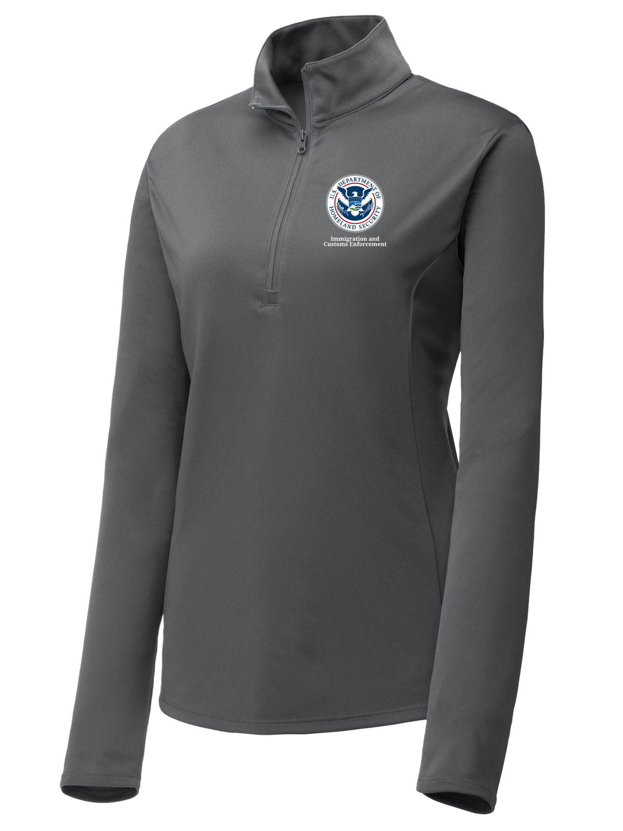 Immigration and Customs Enforcement (ICE) Women's Lightweight Dri Fit 1/4 Zip  Slate Gray government employee uniform shirt