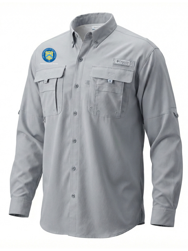 Internal Revenue Service (IRS) Men's Columbia Bahama™ II Button Up Long-Sleeve  Cool Grey government employee uniform shirt