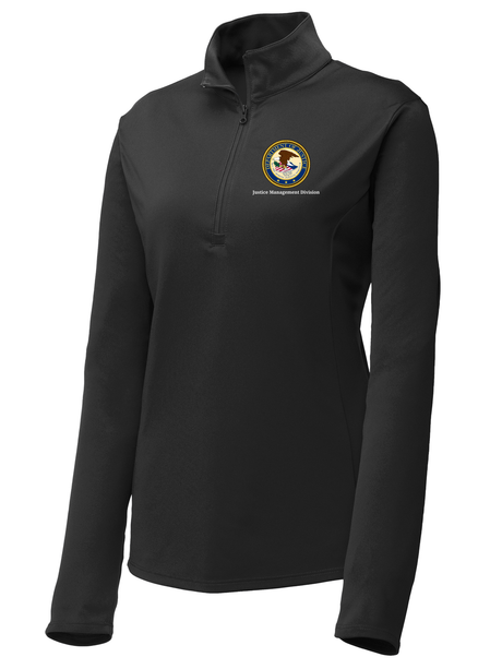 Justice Management Division (JMD) Women's Lightweight Dri Fit 1/4 Zip  Black government employee uniform shirt