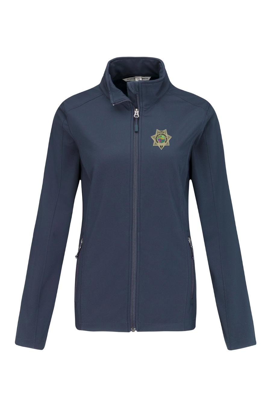 Florida Department of Juvenile Justice (DJJ) Women's Soft Shell Full-Zip Jacket Navy Blue government employee uniform shirt
