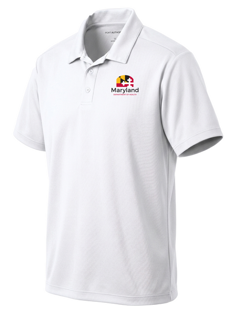 Maryland Department of Health (MDH) Men's Dri Fit Polo White government employee uniform