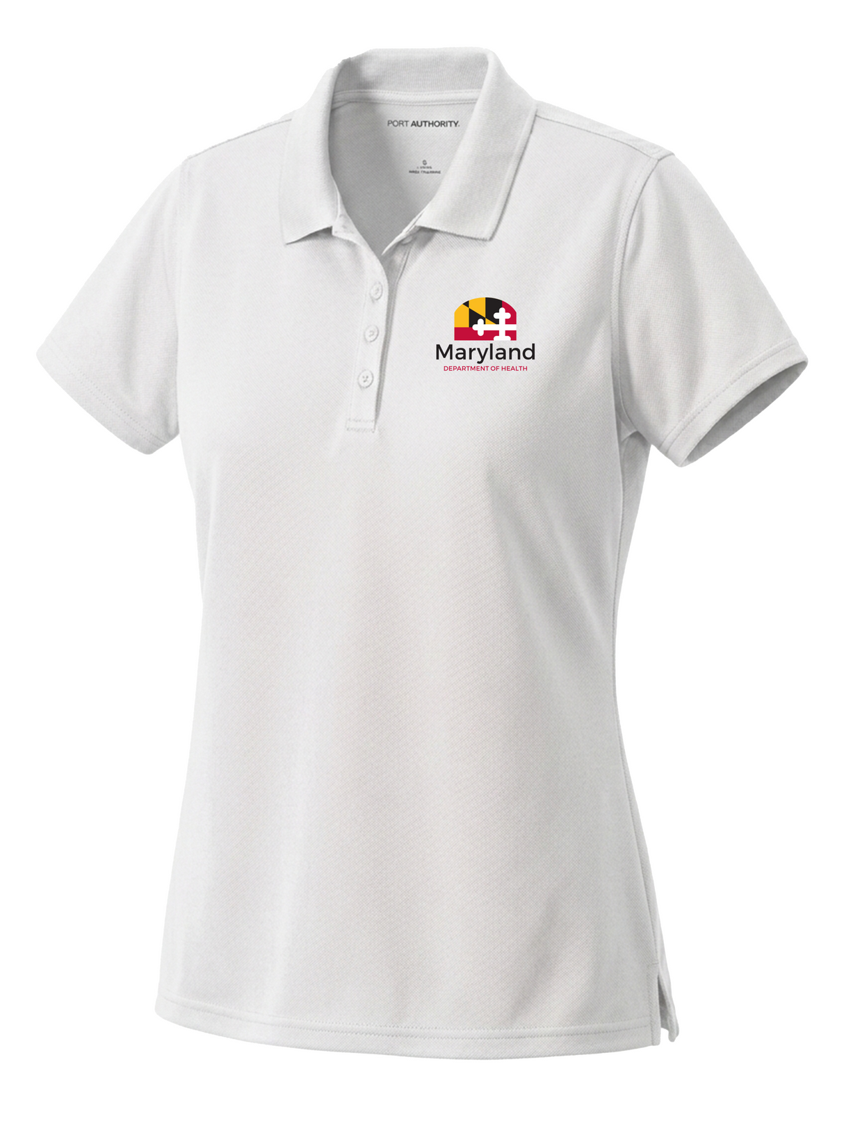 Maryland Department of Health (MDH) Women's Dri Fit Polo White government employee uniform