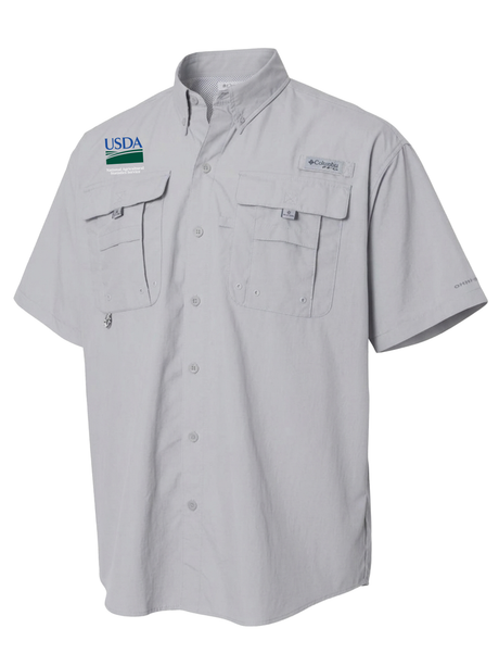 National Agriculture Statistics Service (NASS) Men's Columbia Bahama™ II Button Up Short Sleeve  Cool Grey government employee uniform shirt