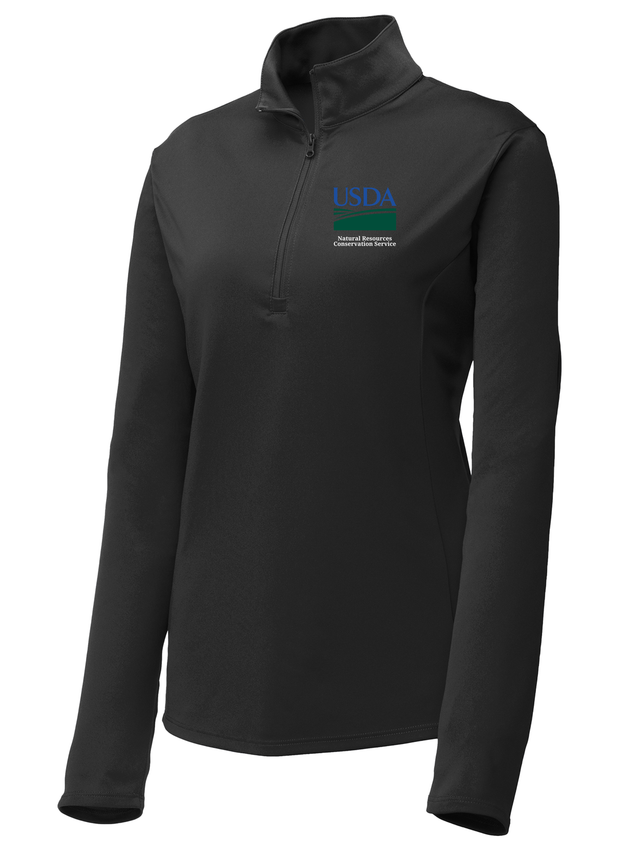 Natural Resources Conservation Service (NRCS) Women's Lightweight Dri Fit 1/4 Zip  Black government employee uniform shirt