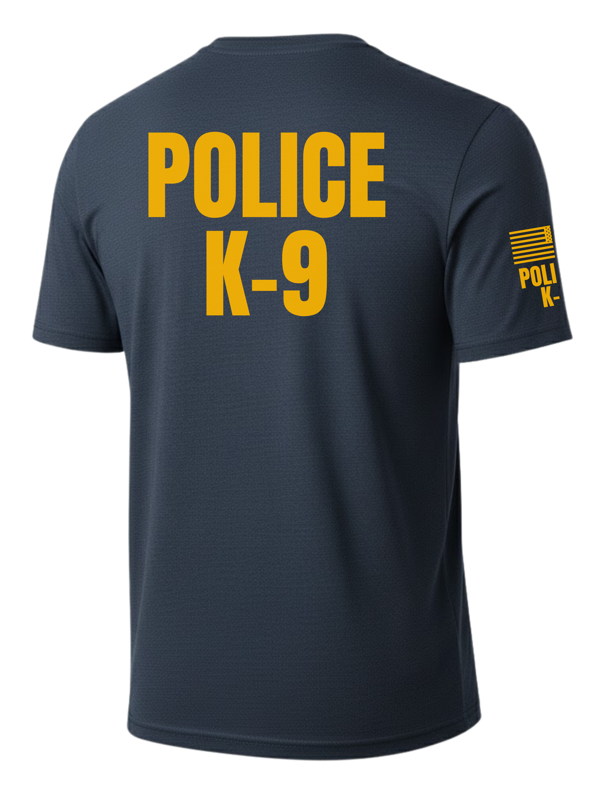 Navy Blue Police K-9 Men's Shirt - Short Sleeve (Golden Yellow) - Back Police Sheriff Uniform