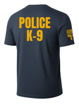Navy Blue Police K-9 Men's Shirt - Short Sleeve (Golden Yellow) - Back Police Sheriff Uniform