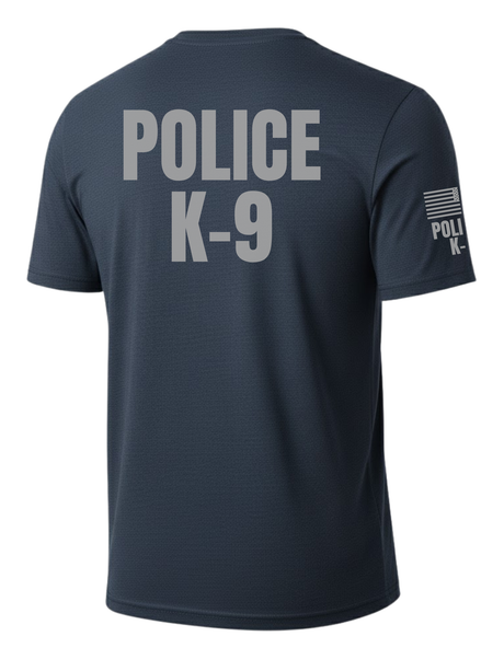Navy Blue Police K-9 Men's Shirt - Short Sleeve (Gray) - Back Police Sheriff Uniform