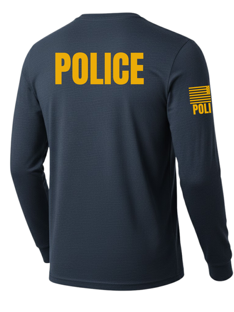 Navy Blue Police Men's Shirt - Long Sleeve (Golden Yellow)