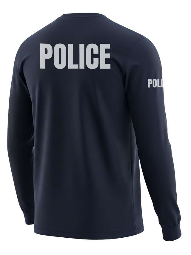 Navy Blue Police Men's Shirt - Long Sleeve (Gray)