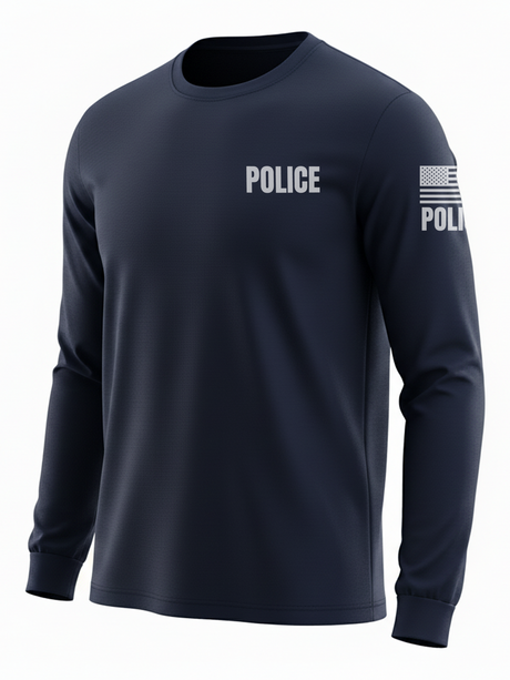 Navy Blue Police Men's Shirt - Long Sleeve (Gray)1