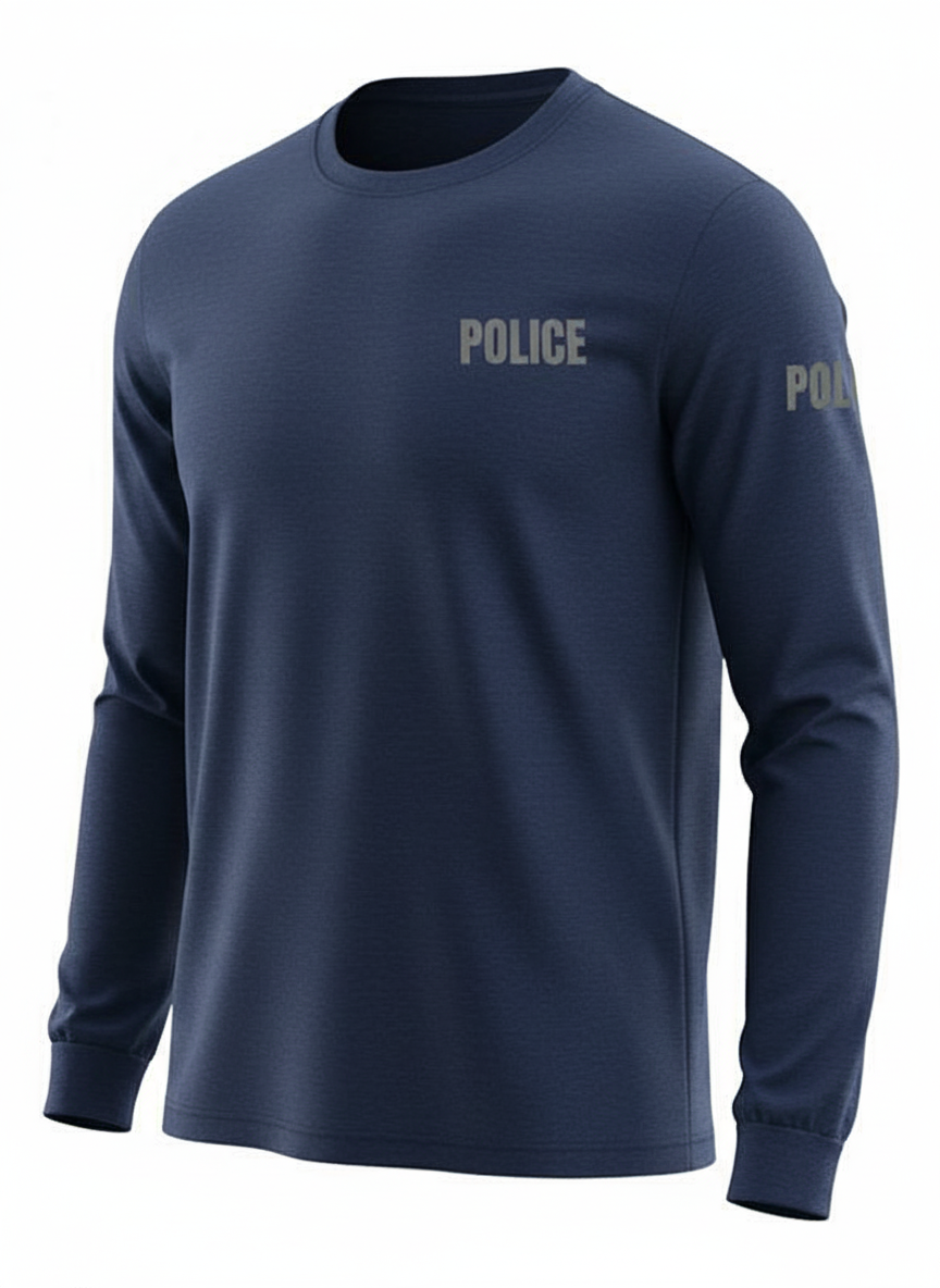Navy Blue Police Men's Shirt - Long Sleeve (Gray)
