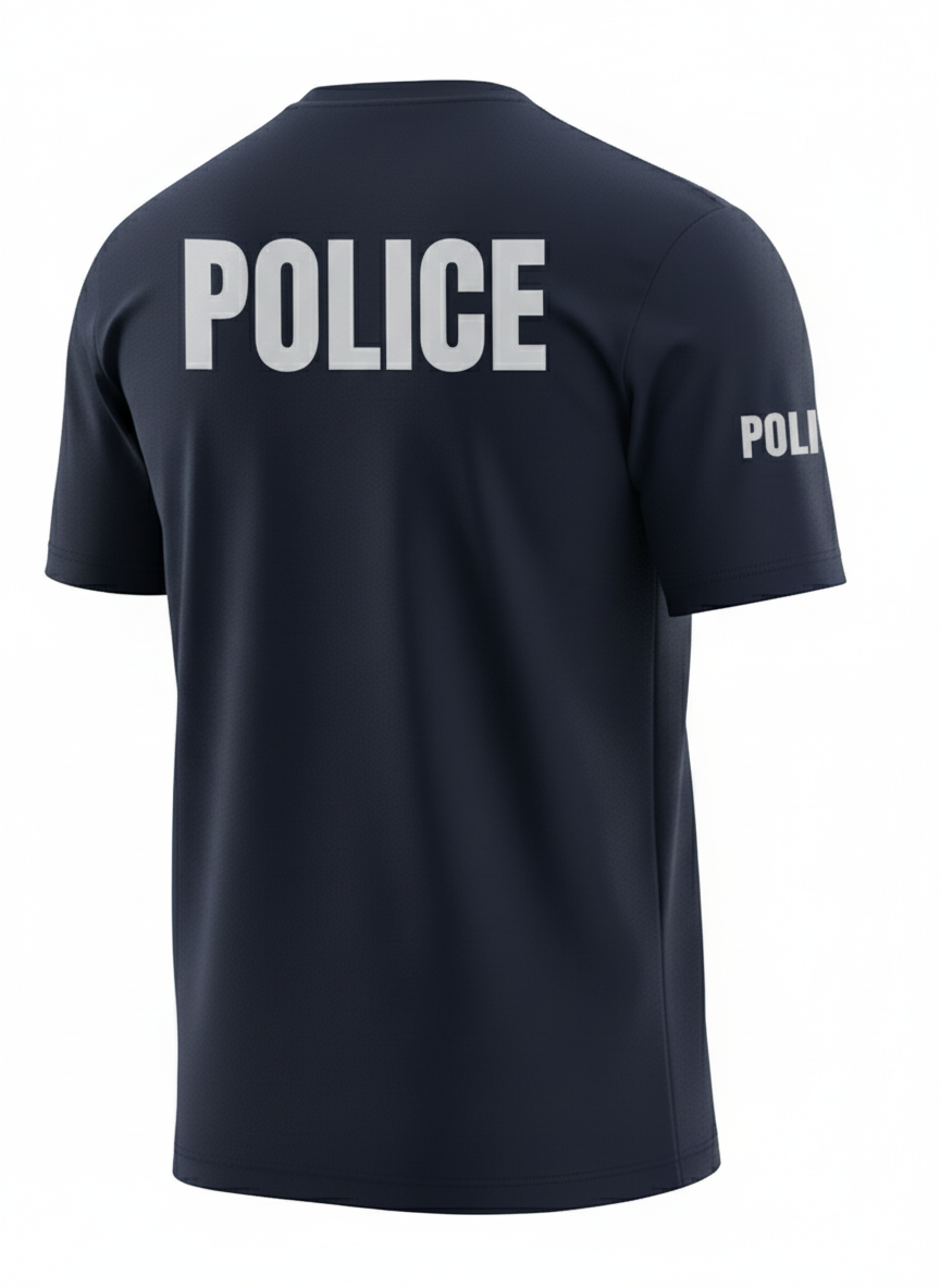 Navy Blue Police Men's Shirt - Short Sleeve (Gray)