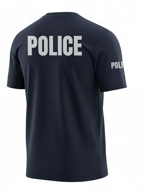 Navy Blue Police Men's Shirt - Short Sleeve (Gray)
