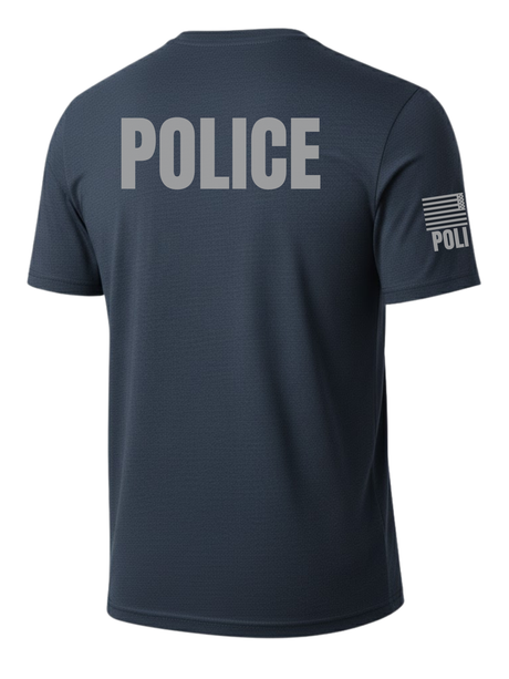 Navy Blue Police Men's Shirt - Short Sleeve (Gray)