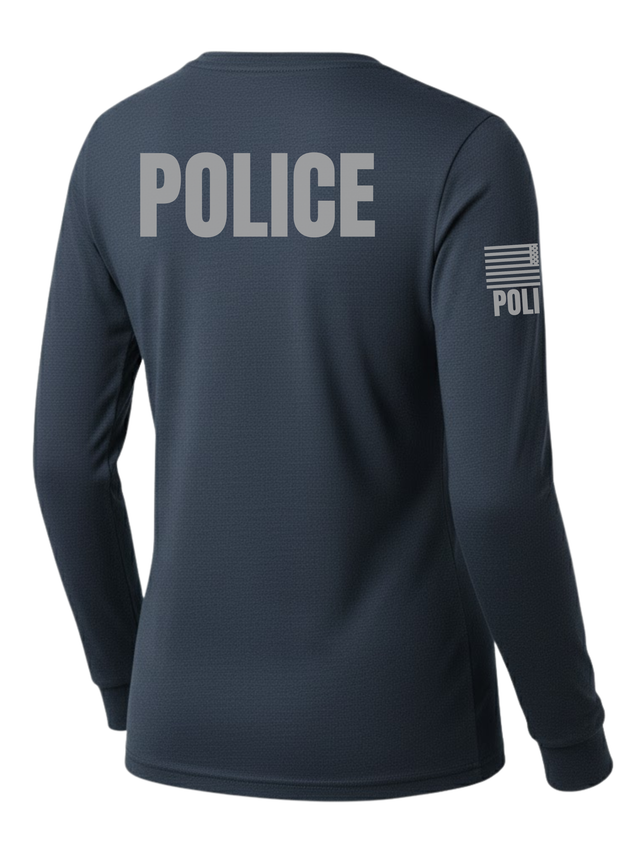 Navy Blue Police Women's Shirt - Long Sleeve (Gray)